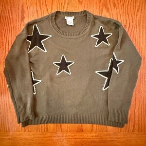 Sweet Romeo Star Pattern Knit Cropped Sweater -Size Small